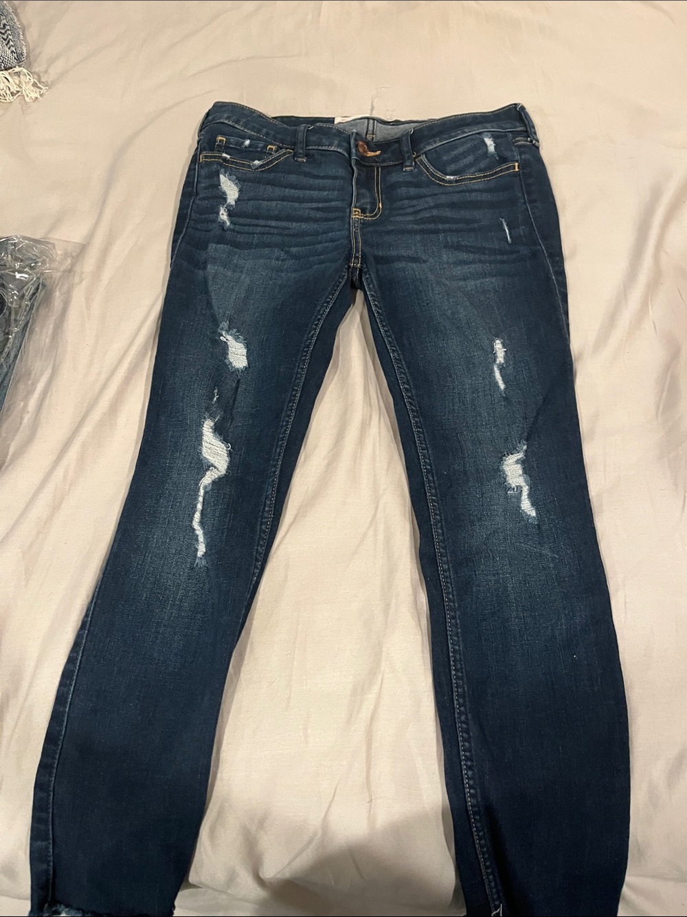 Hollister Distressed Dark Blue Skinny Jeans